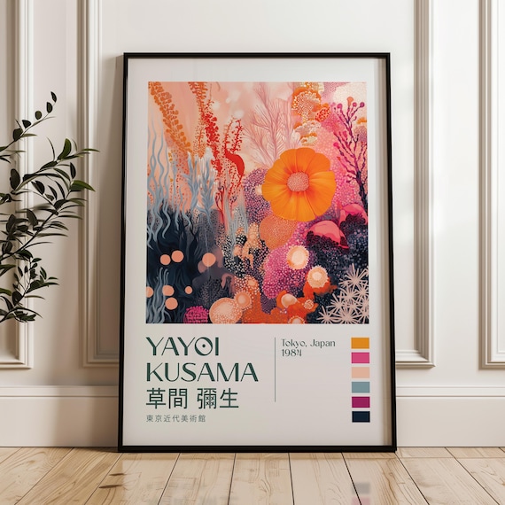 Yayoi Kusama Print Exhibition Poster Livingroom Japandi Wall Art Modern Maximalist