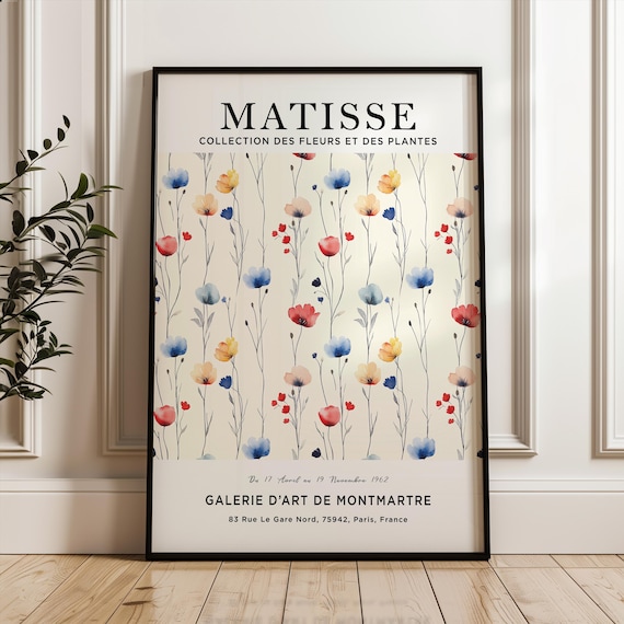 Matisse Wildflower Stems Poster With Red Blue And Yellow Blooms