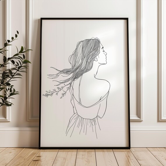 Woman Figure Line Art Poster Black And White Feminist Wall Decor Minimalistic Print Modern Home Decoration Minimalist