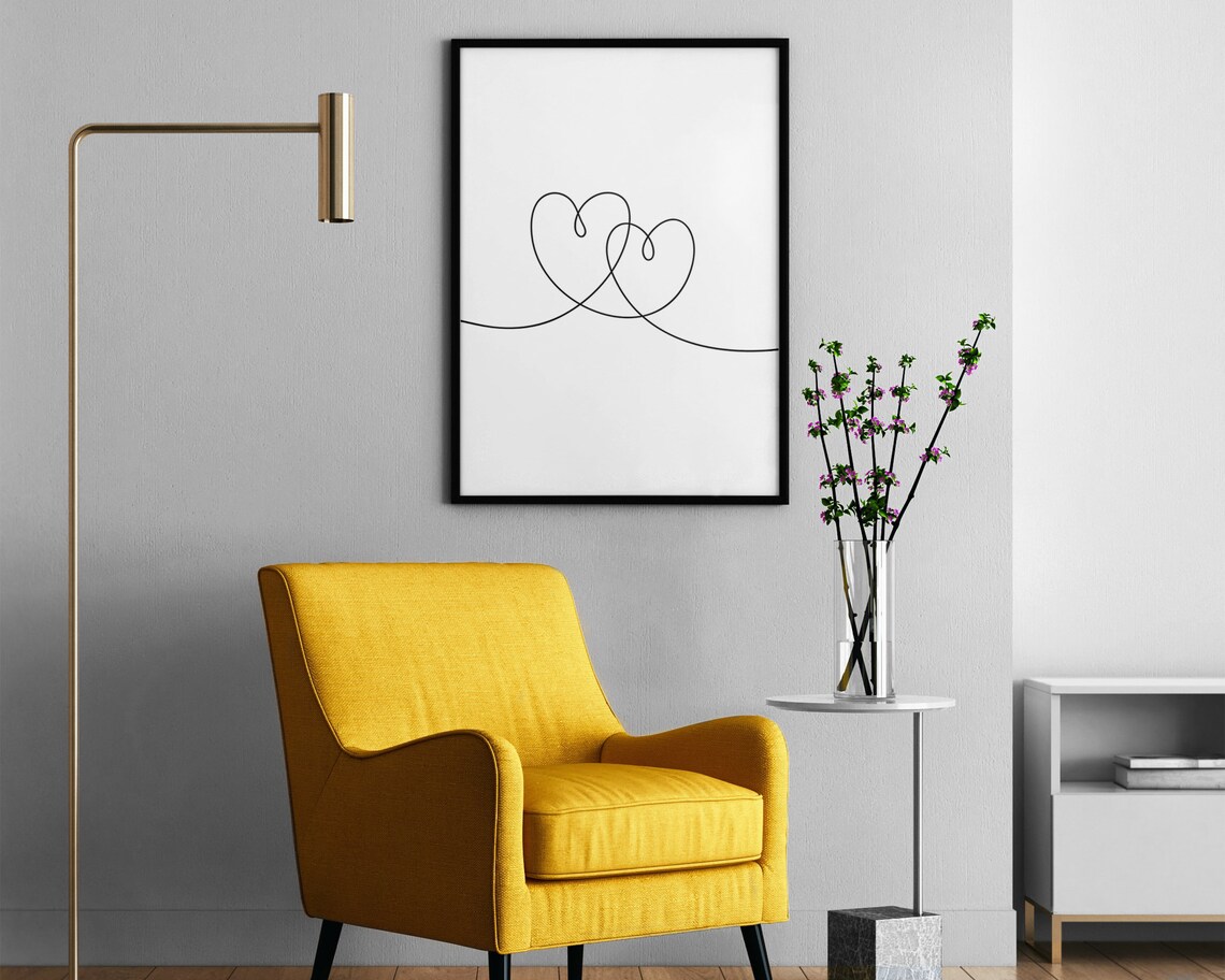 Heart Line Drawing Art Print, Minimalist Decor