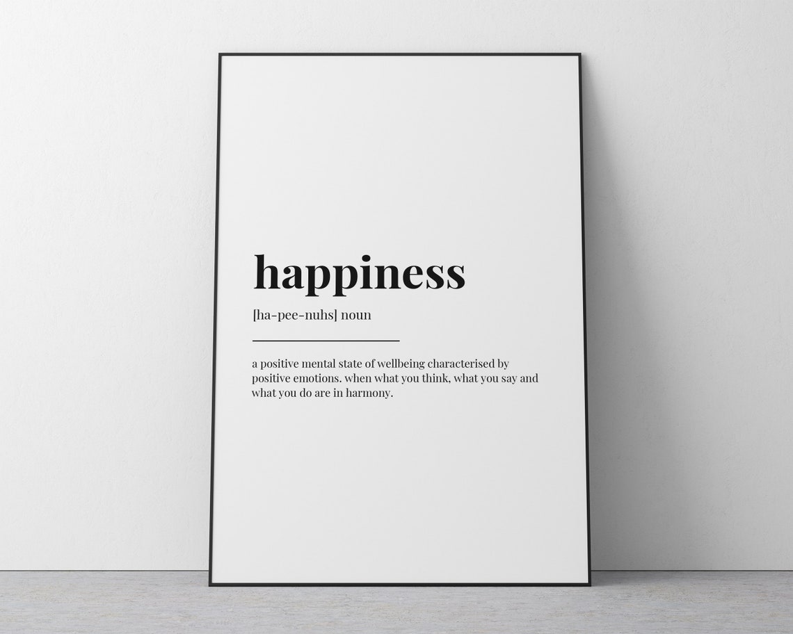 Happiness Definition Print Prints Wall Art Quotes Wall Art Motivational Wall Art Home Decor - Image 2