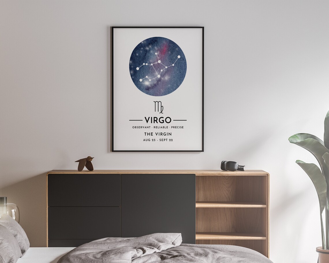 Virgo Star Sign, Zodiac Birthday Gift Art Print - Image 3