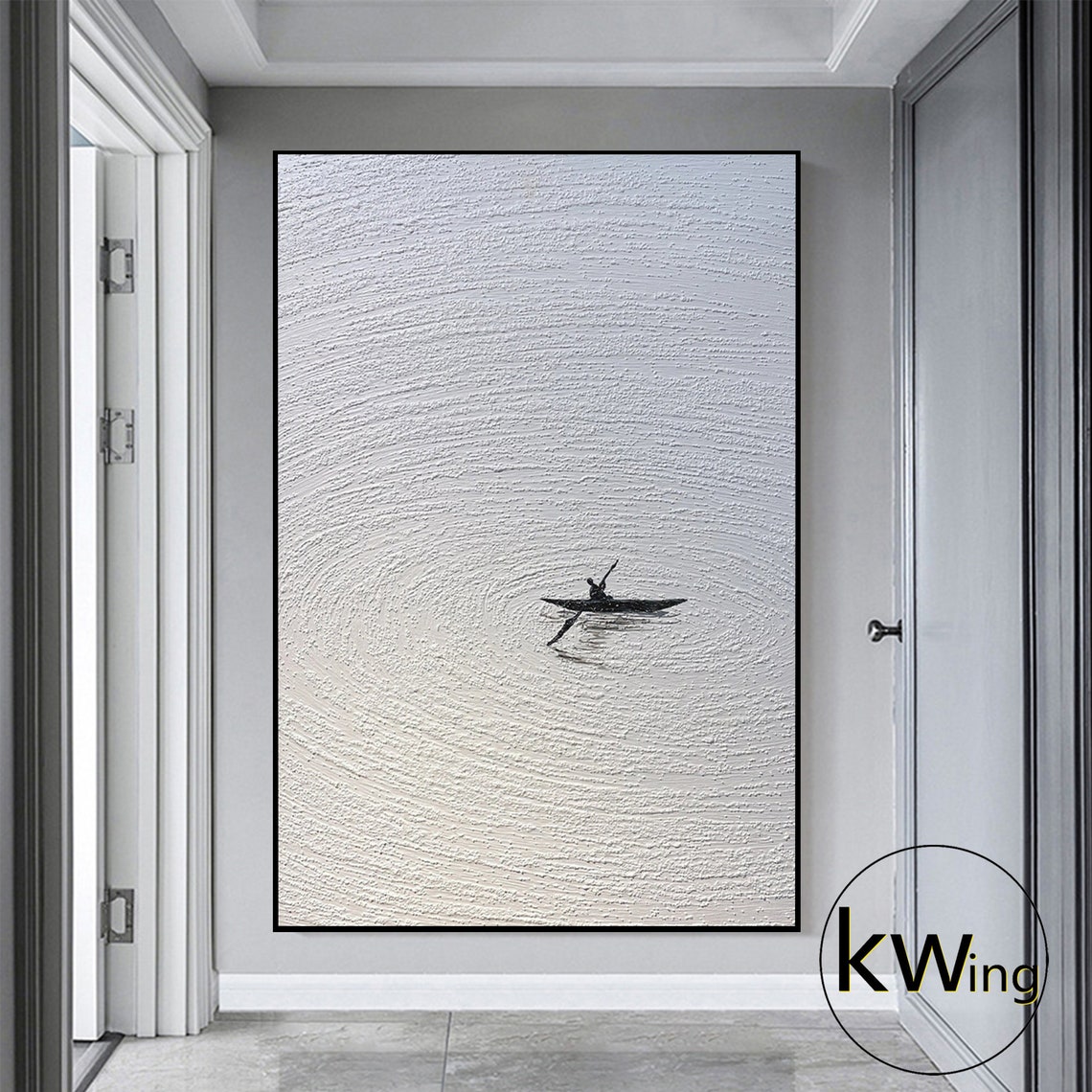 Original White 3d Textured Minimalist Painting Wabi Sabi Wall Art White Black Abstract Painting Modern Custom Painting Personalized Gift - Image 2
