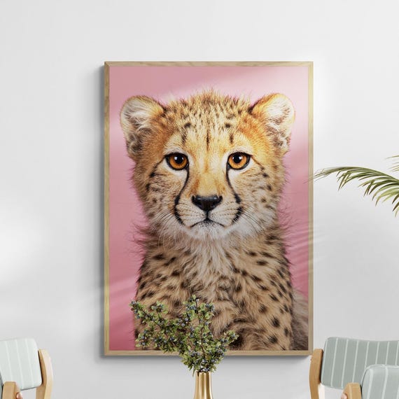 Cheetah Cub Portrait Wall Art Framed Wildlife Photography Print Baby Animal Safari Home Dcor