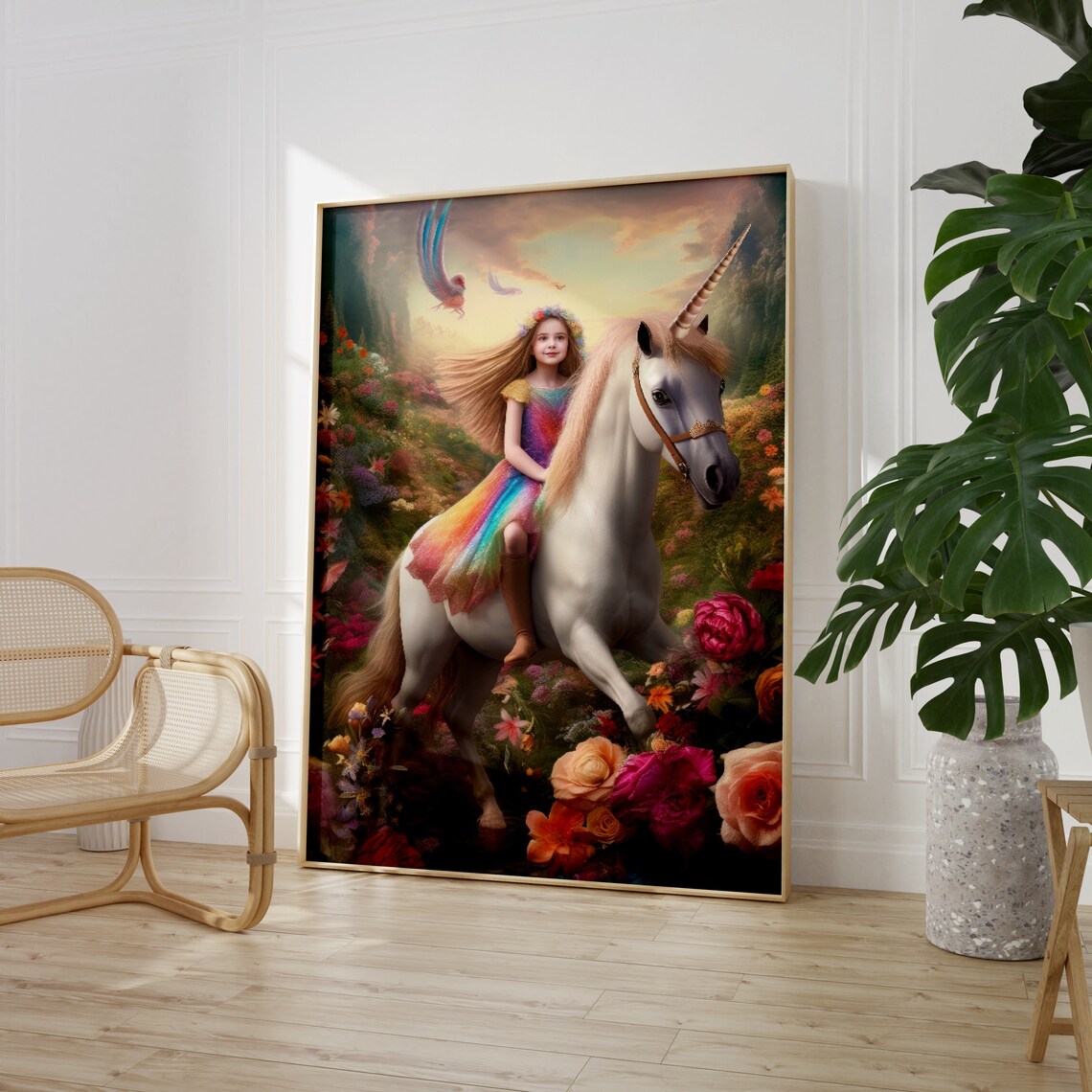 Custom Princess Riding Unicorn Art Print From Photo - Image 2