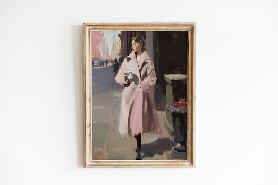 Retro Girly Girl Painting Print Dorm Room Decor
