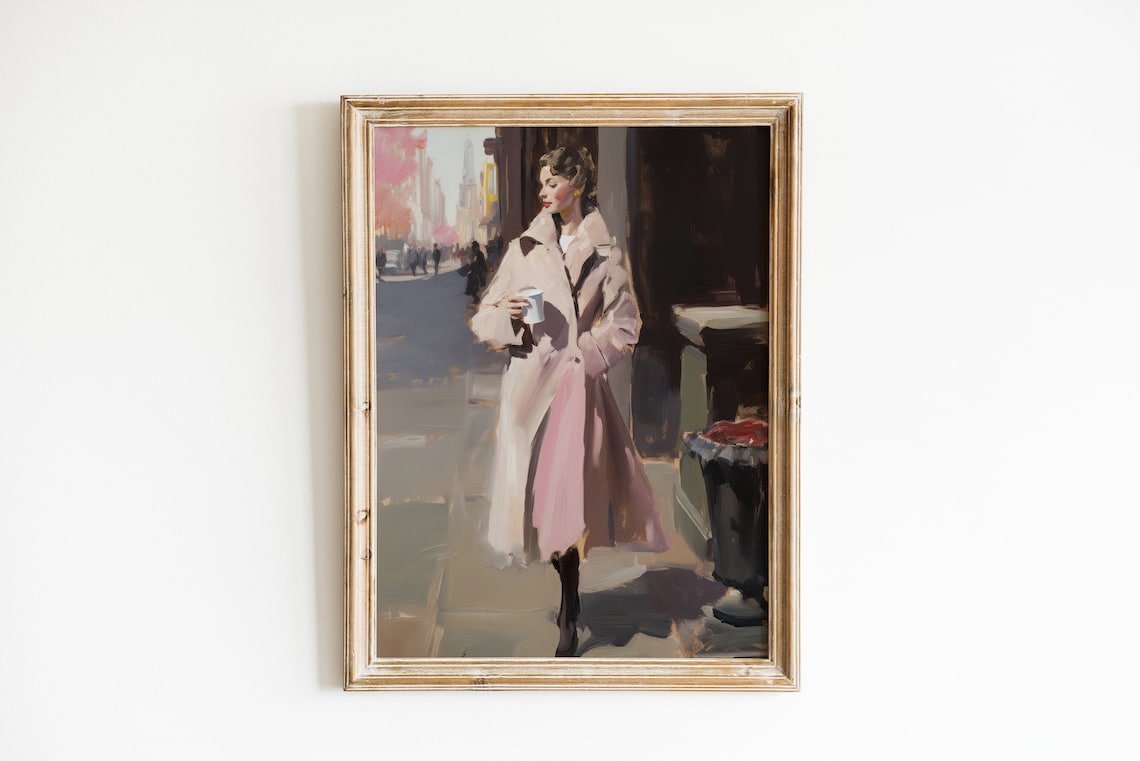 Retro Girly Girl Painting Print Dorm Room Decor
