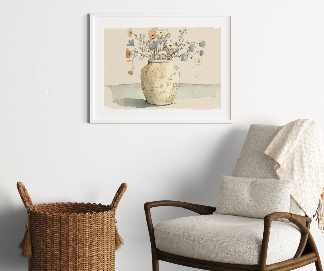 Floral Chinoiserie Art Print, Artsy Kitchen Poster - Image 2