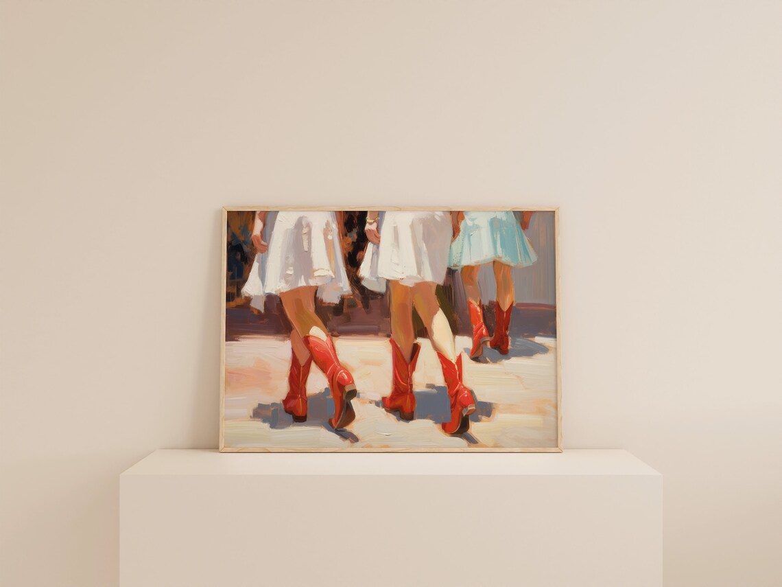 Red Cowgirl Boot Print, Western Dorm Decor - Image 2