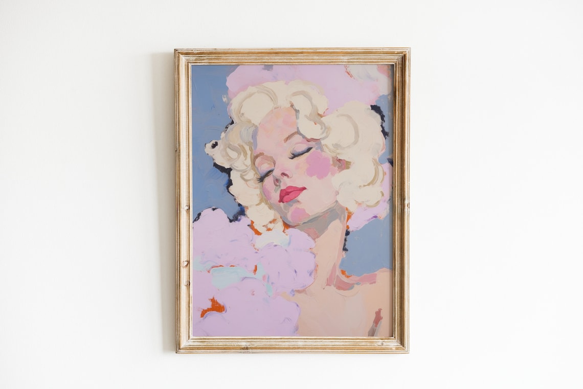 Girly Pop Art Print, Retro Apartment Bathroom Decor