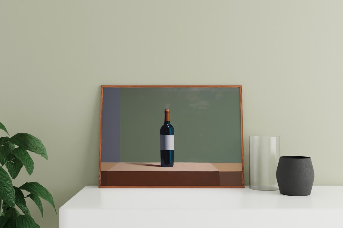 Wine Bottle Print, Sage Green French Farmhouse - Image 3