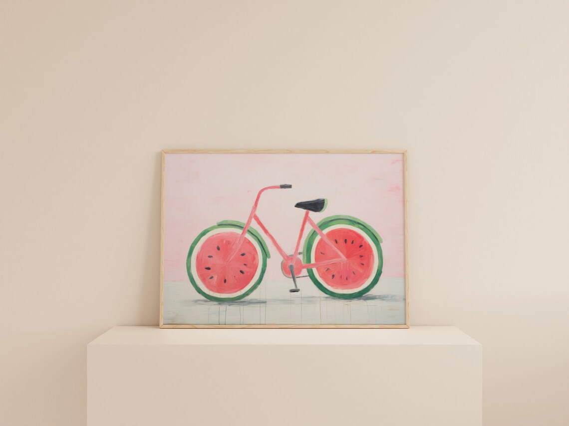 Watermelon Kitchen Art Print, Retro Pink Decor - Image 2