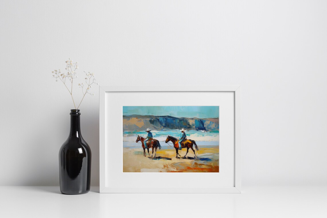 Antique Cowboy Equestrian Art Print, Rustic Ranch Style - Image 3