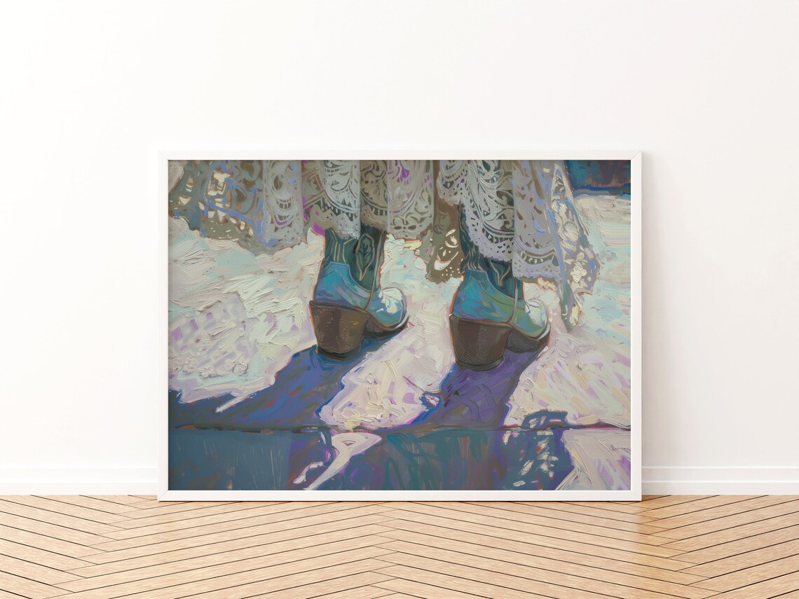Country Western Cowgirl Boot Rustic Art Print - Image 3