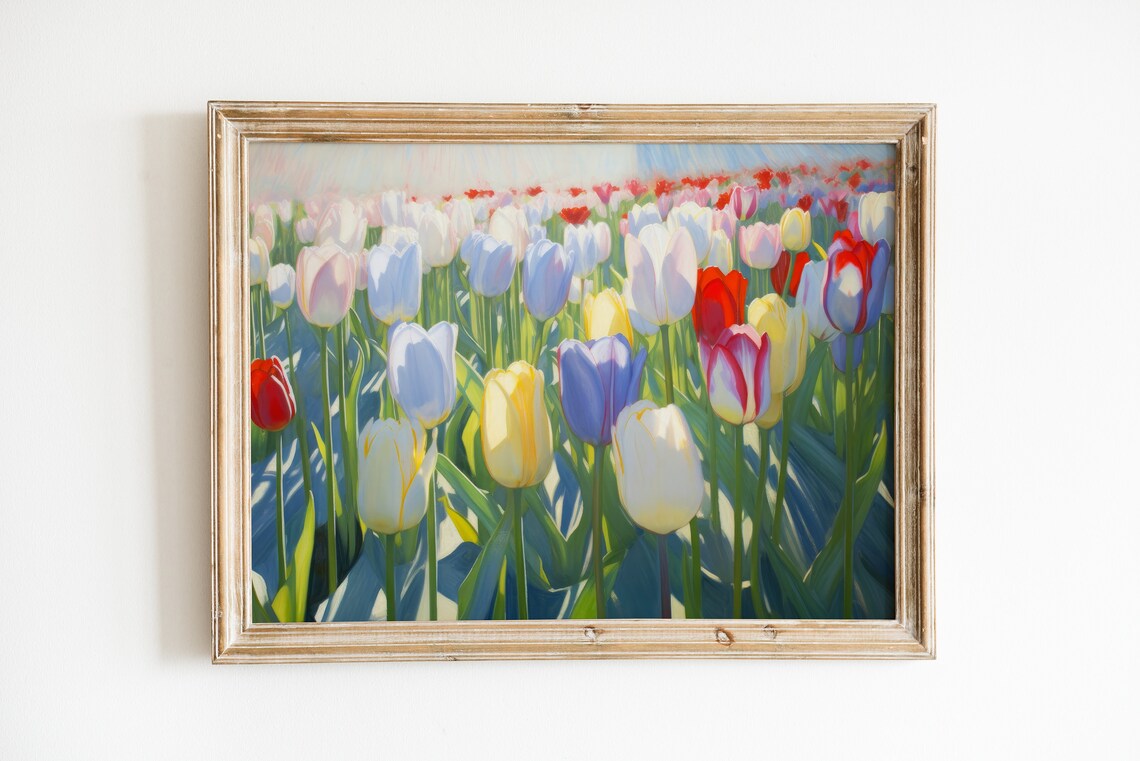 Tulip Field Pastel Spring Floral Art Print