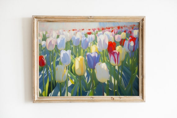 Tulip Field Pastel Spring Floral Art Print