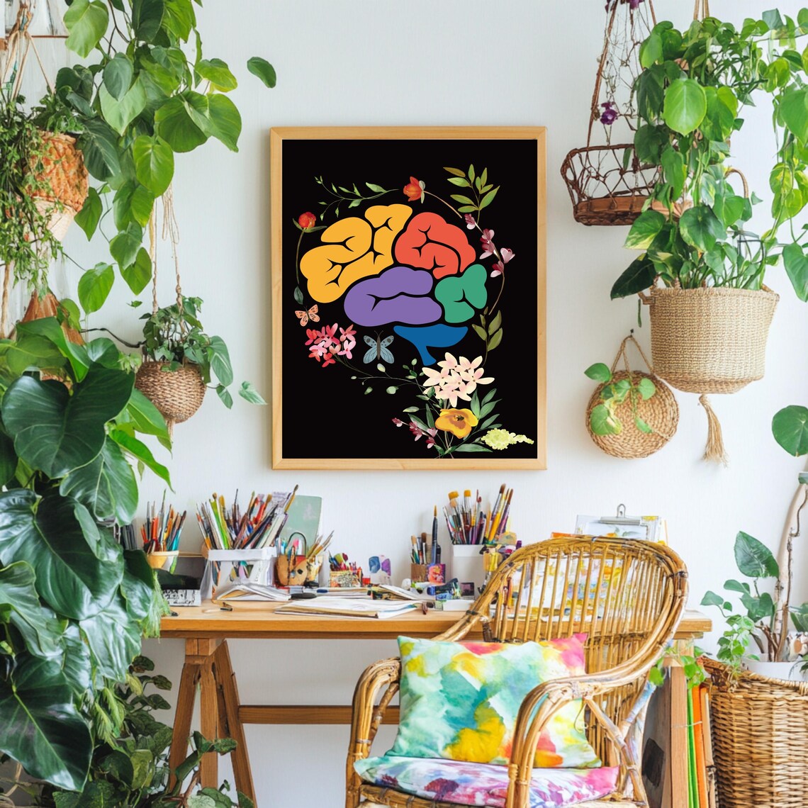 Brain Anatomy Floral Art Print, Medical Study Decor - Image 3
