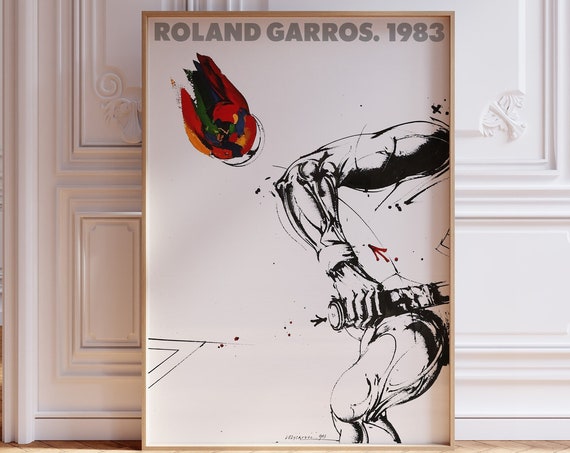Roland Garros 1983 Print Tennis Poster Roland Garros Poster Sports Wall Art Tennis Print Mid Century Modern Print