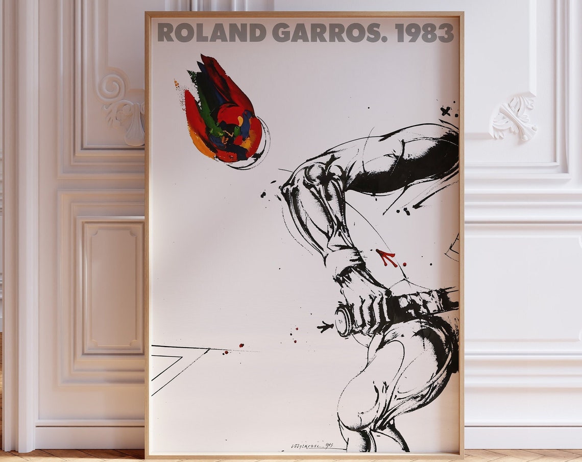 Roland Garros 1983 Print Tennis Poster Roland Garros Poster Sports Wall Art Tennis Print Mid Century Modern Print