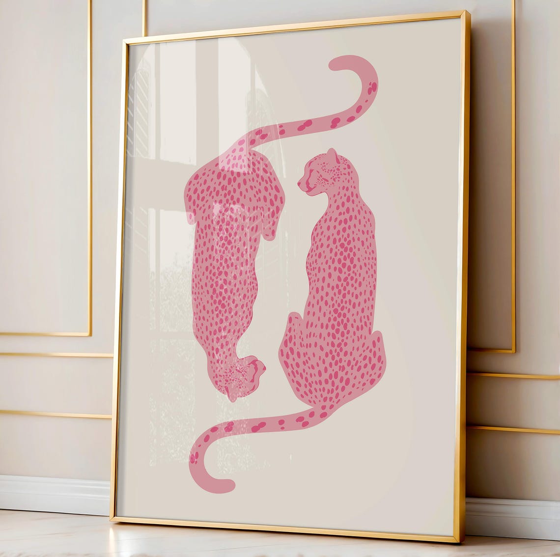 Two Pink Cheetahs Minimalist Wildlife Poster for Dorms and Bedrooms - Image 5
