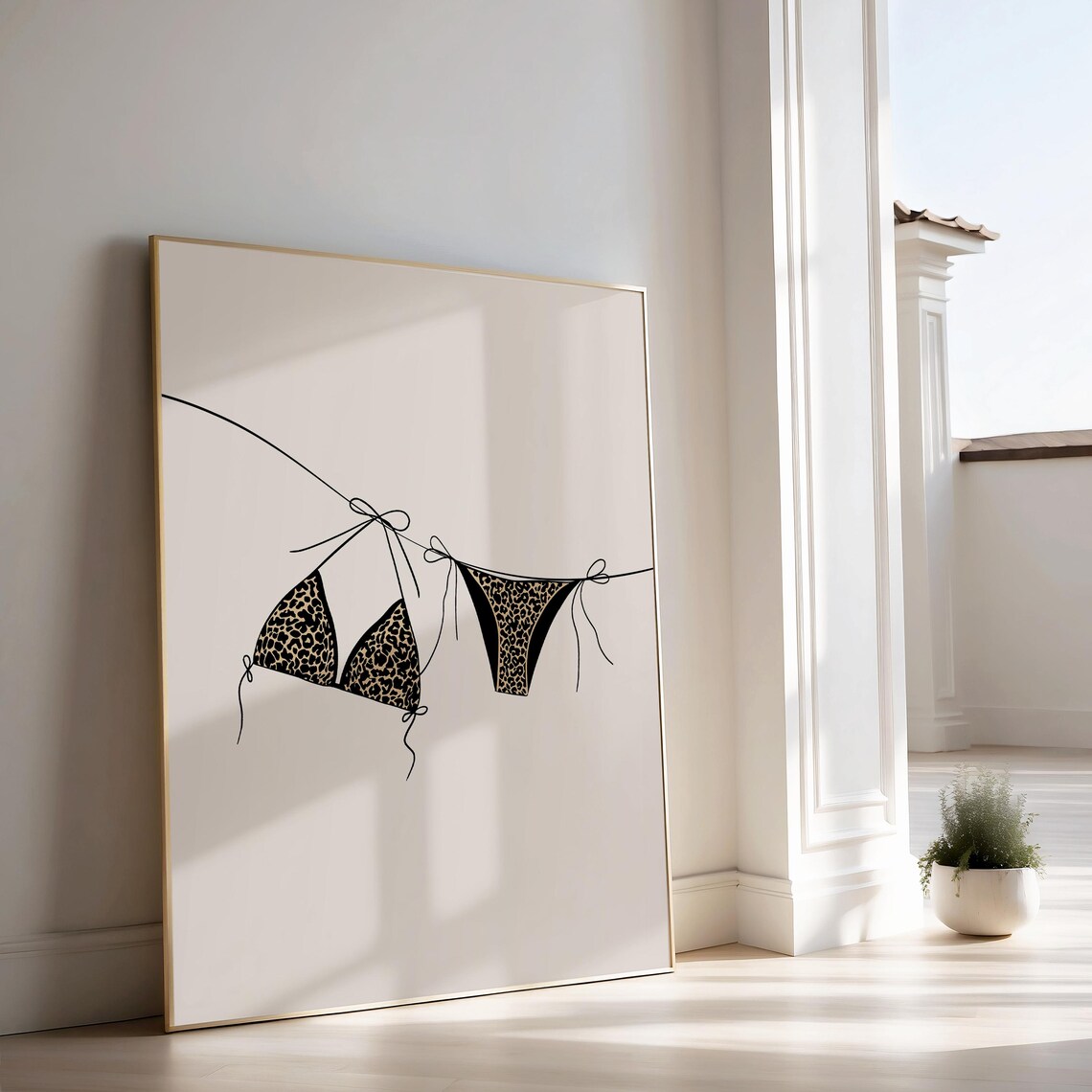 Leopard Bikini Print, Beachy Neutral Wall Art - Image 2