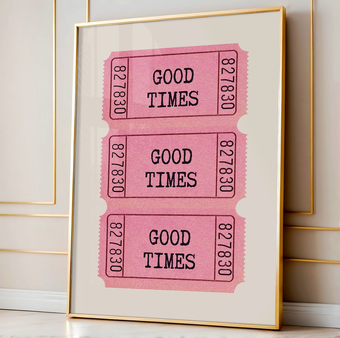 Good Times Pink Retro Ticket Stubs Stack Fun Party Vintage Wall Art - Image 4