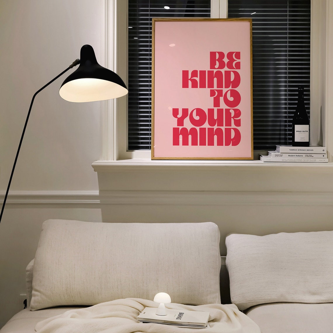Be Kind to Your Mind Pink Retro Typography Poster Positive Decor - Image 3