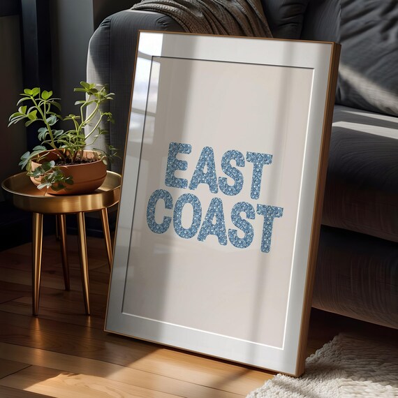 Blue East Coast Print Chinoiserie Coastal Grandma Print Preppy Wall Art Beachy Room Decor Coastal Aesthetic Surf Poster Apartment Art
