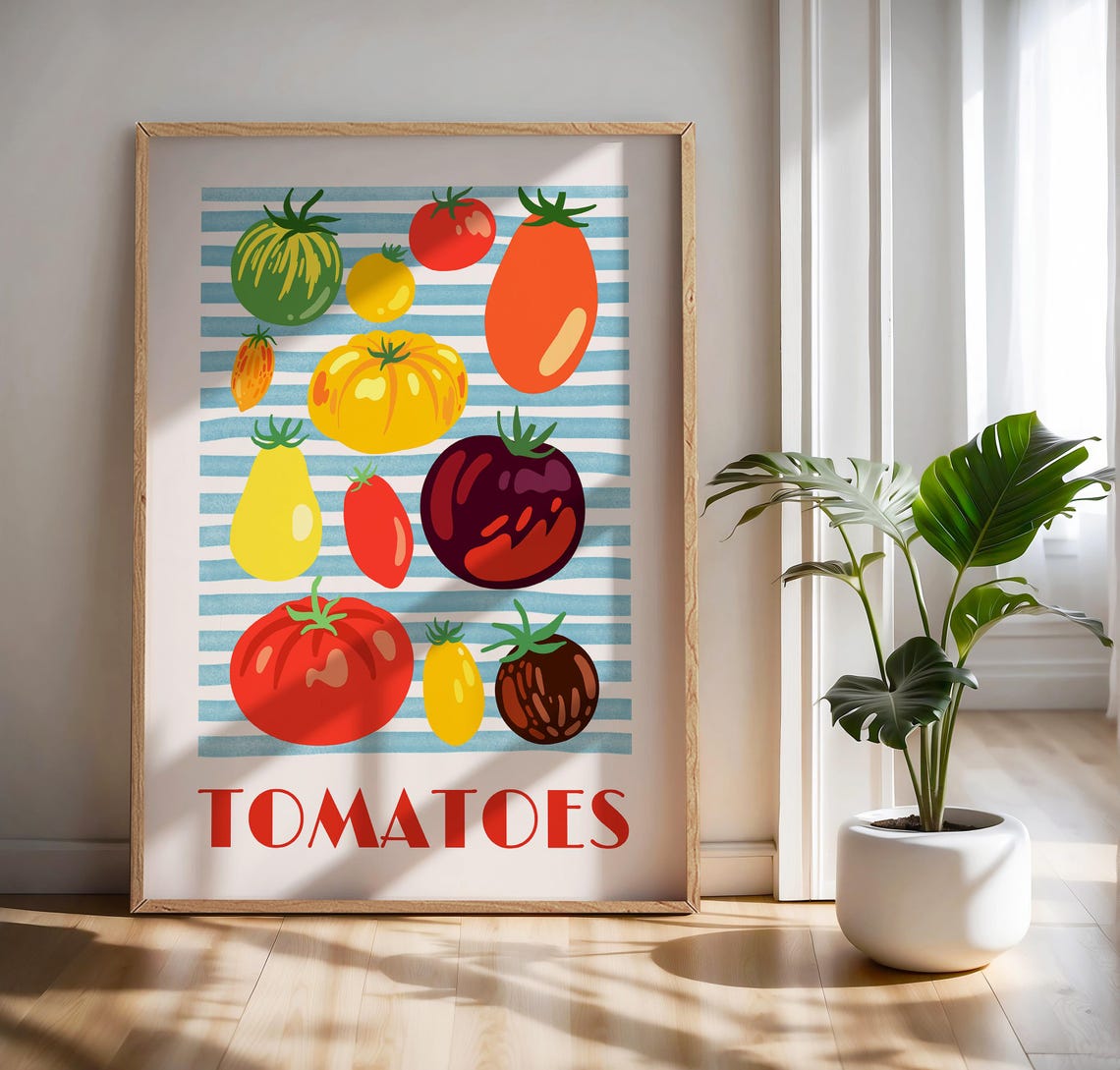 Tomatoes Poster Colorful Heirloom Variety Italian Kitchen Decor - Image 3