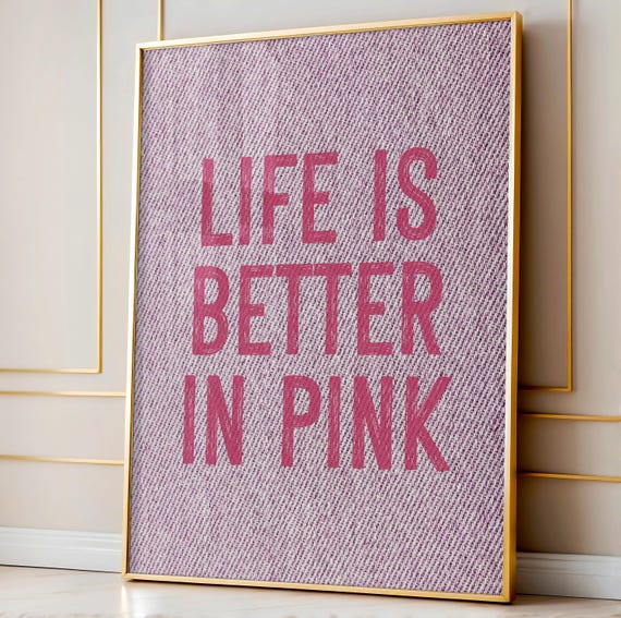 Pink Denim Print, Pink Aesthetic Western Decor