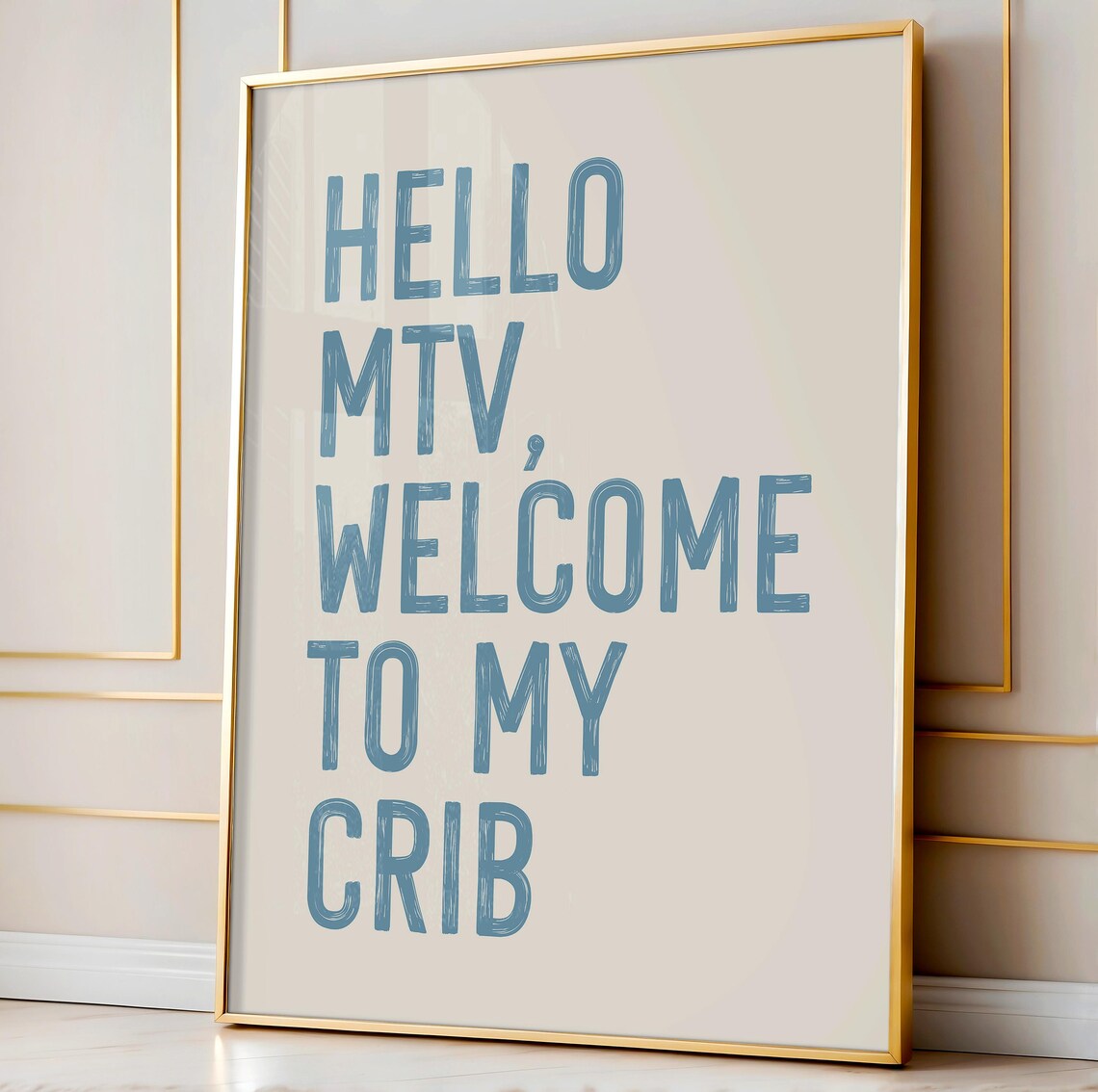 Funny Hello MTV Welcome to My Crib Blue Retro TV Nostalgia Poster - Image 5