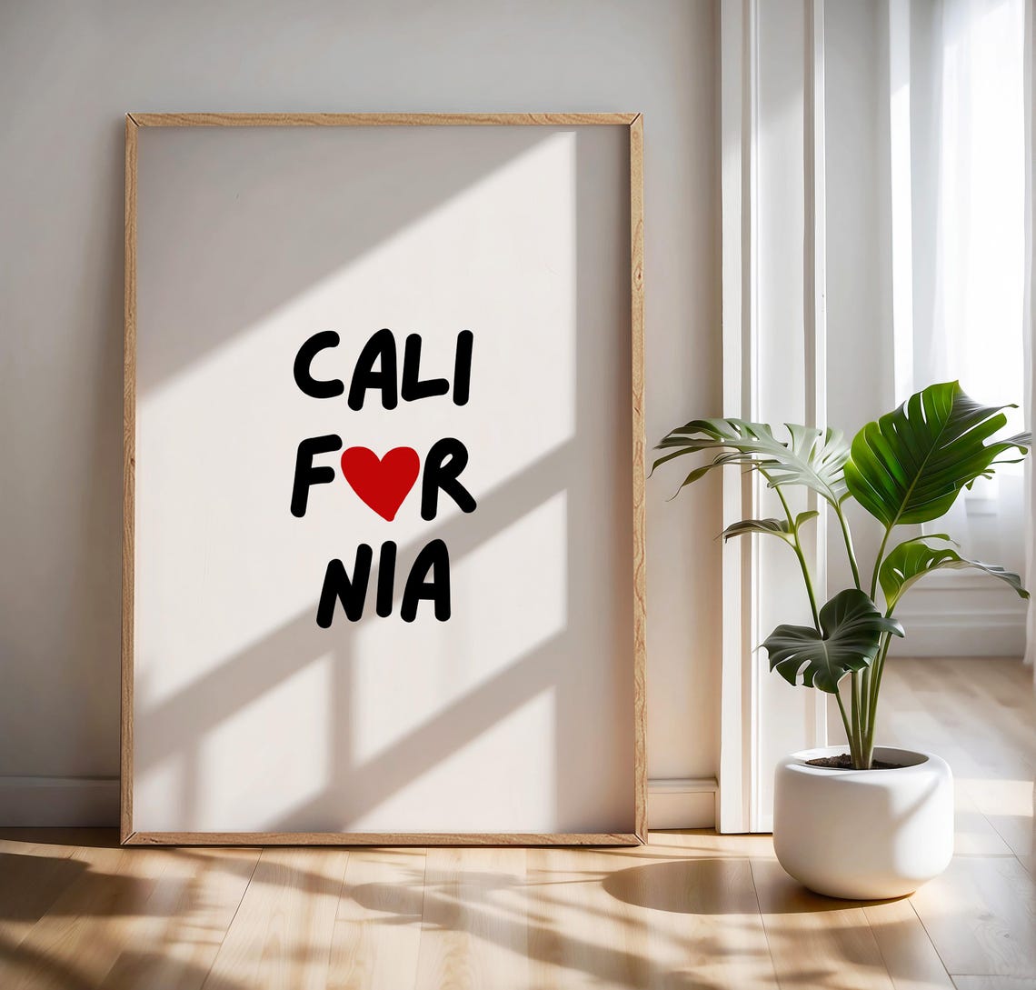 California Heart Chunky Lettering State Pride Typography Poster - Image 3