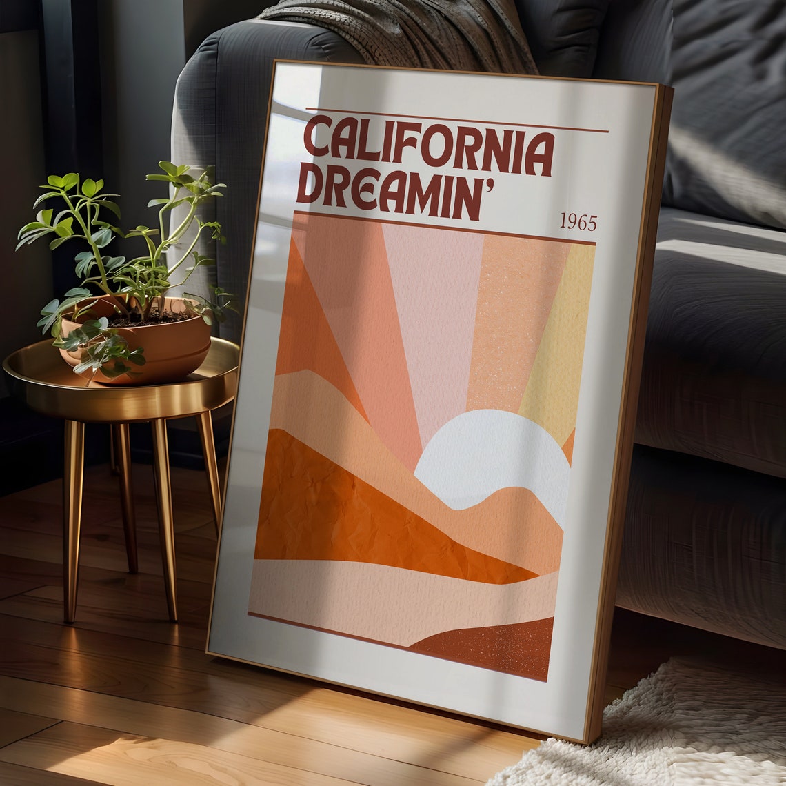 California Dreamin 1965 Retro Wave Sunset Abstract Art Poster