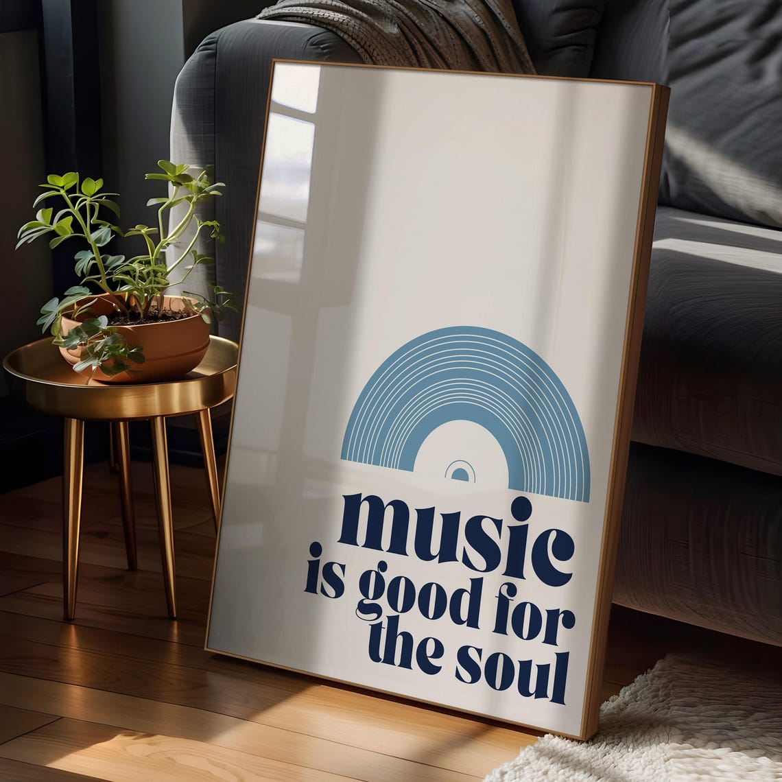 Retro Music Is Good for the Soul Blue Vinyl Record Lyric Poster - Image 2