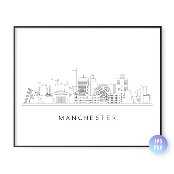 Manchester Skyline, City Line Art Travel Poster