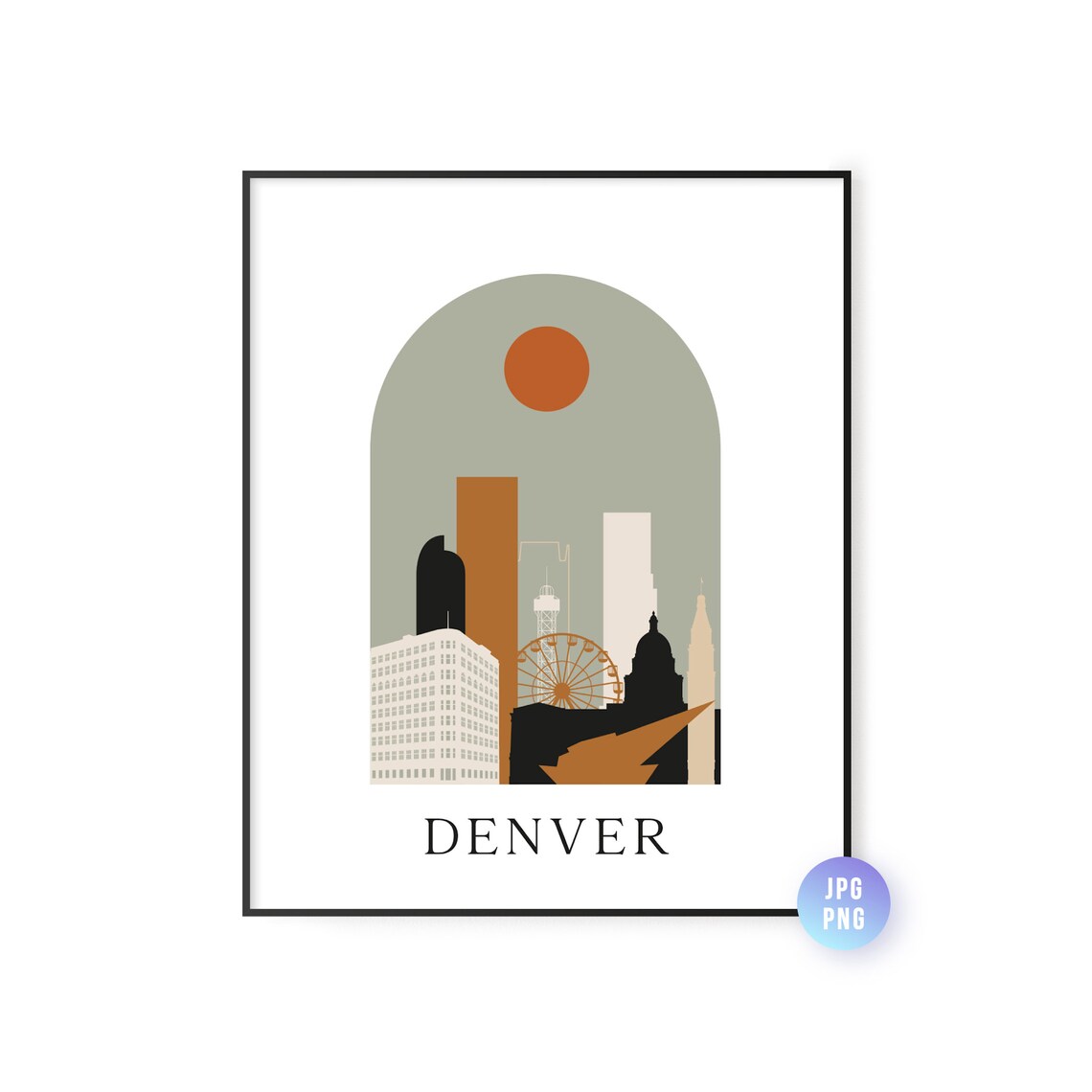 Denver Skyline Boho Sun City Arc Art Print