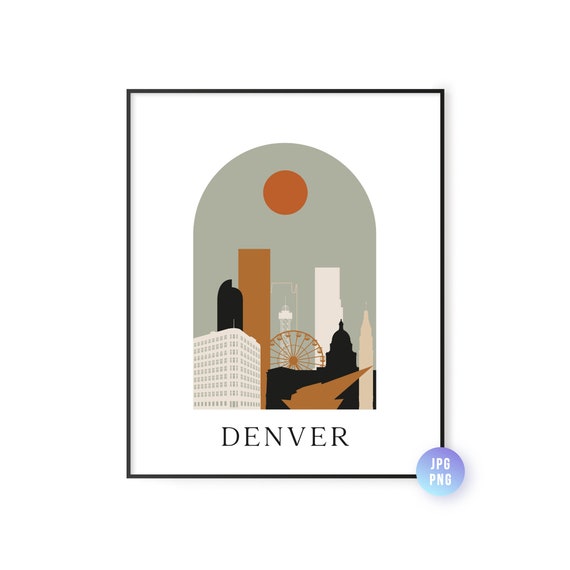 Denver Skyline Boho Sun City Arc Art Print