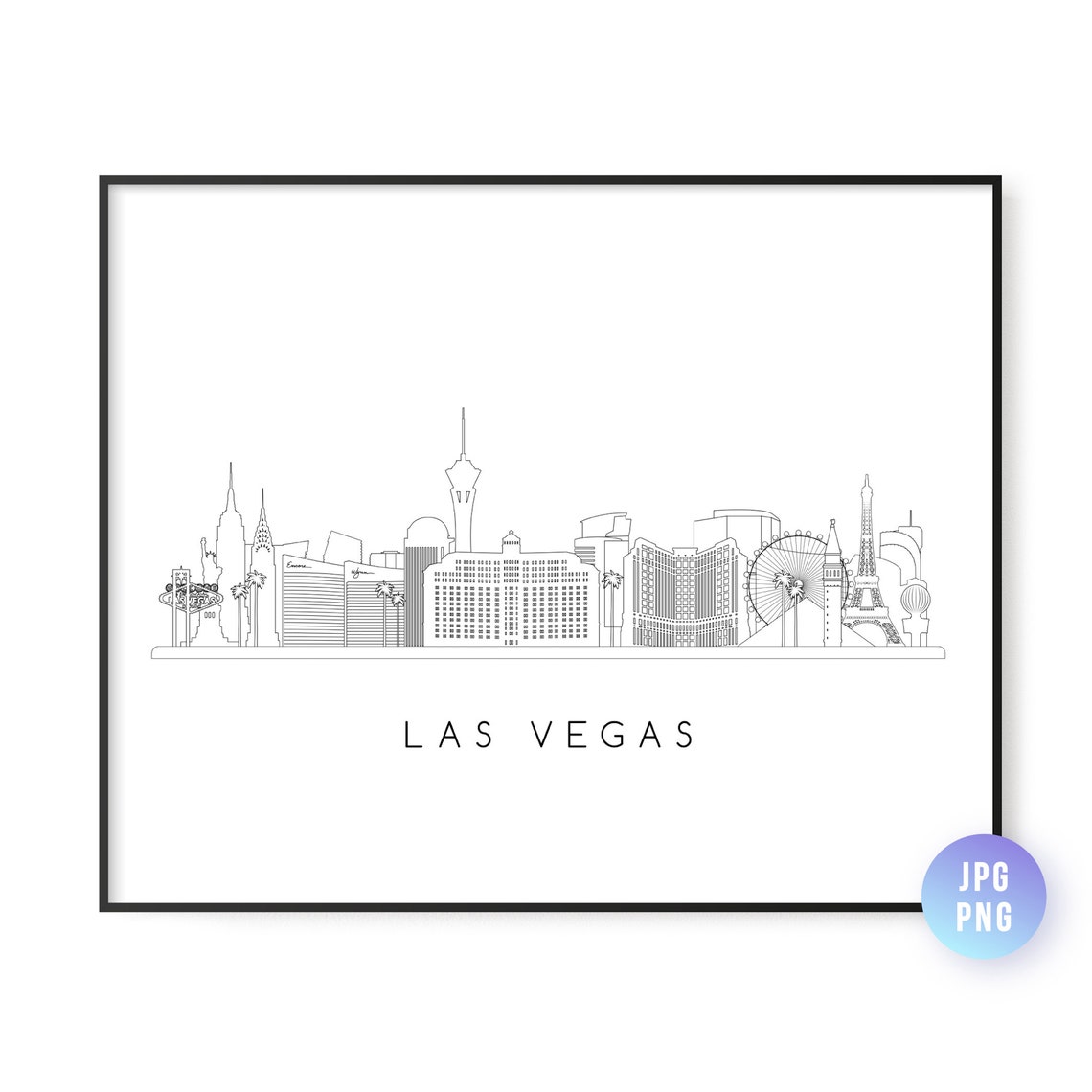 Las Vegas Nevada Skyline Minimalist Line Art Cityscape Poster