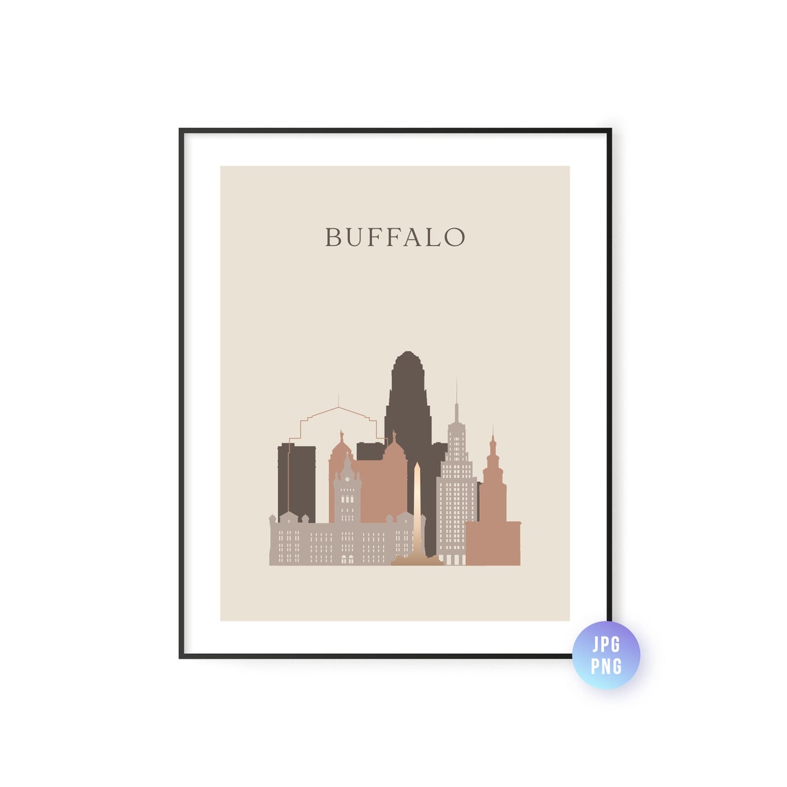 Buffalo Minimalist Skyline New York Boho Modern Travel Poster