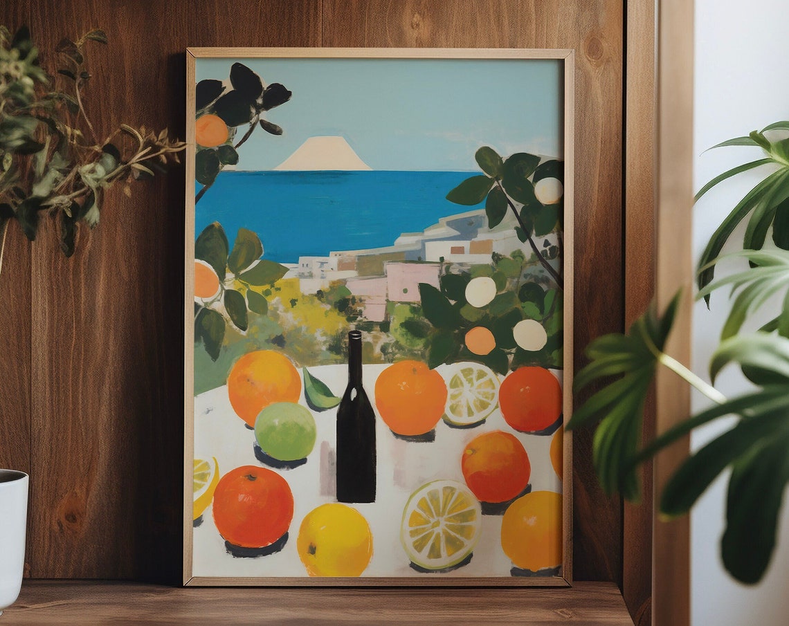 Oranges In Greek Summer, Kitchen Decor Art Print - Image 4