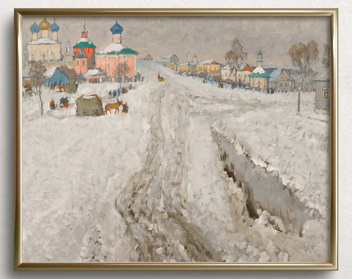 Christmas In Ukraine Vintage Winter Landscape Art Print
