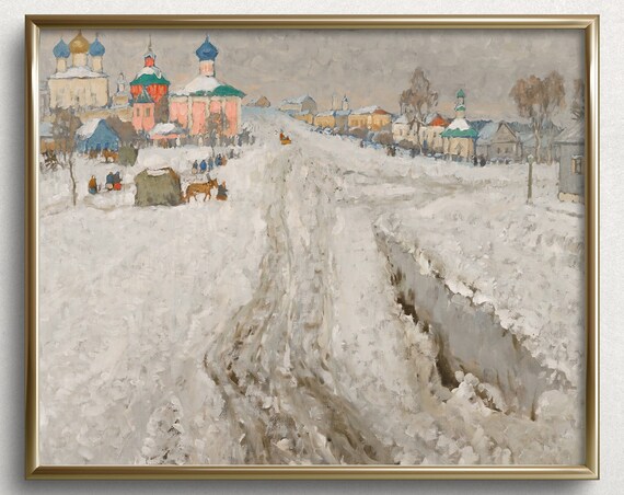 Christmas In Ukraine Vintage Winter Landscape Art Print