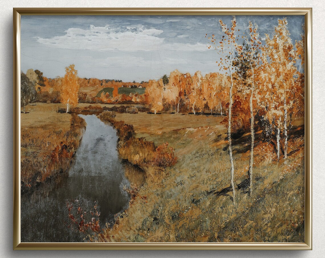 Autumn Riverside Vintage Moody Autumn Art Print
