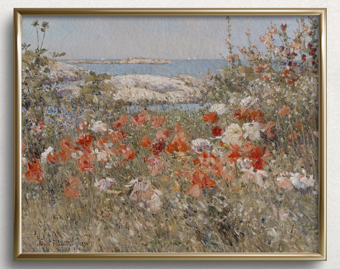 Beach Blooms Coastal Flowers Vintage Art Print