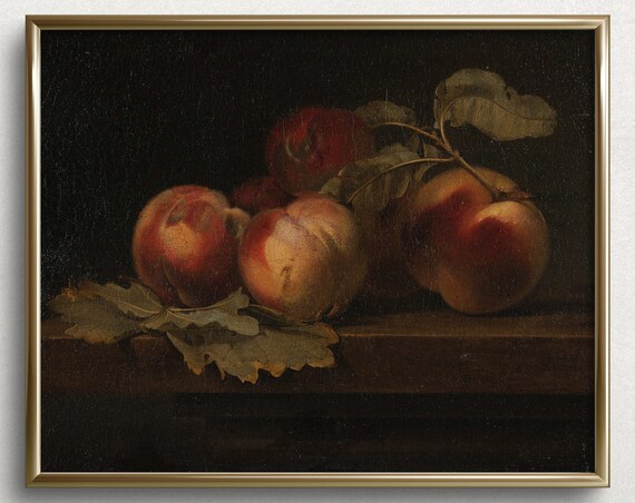 Harvest Peaches Vintage Kitchen Wall Art Print