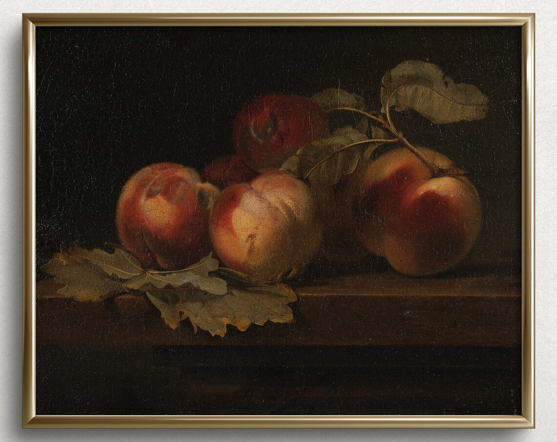 Harvest Peaches Vintage Kitchen Wall Art Print