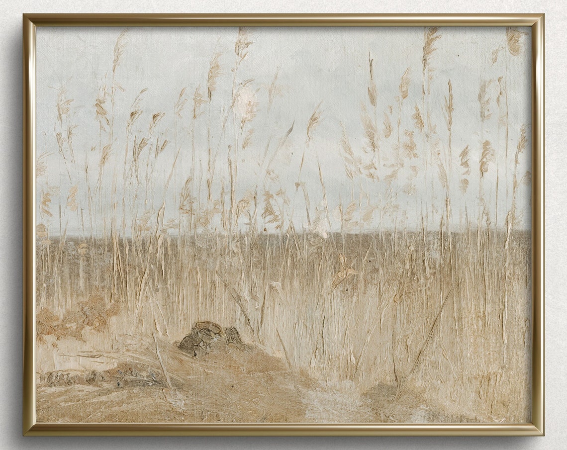 Neutral Wheat Grass Field Minimalist Beige Wabi Sabi Wall Art Poster