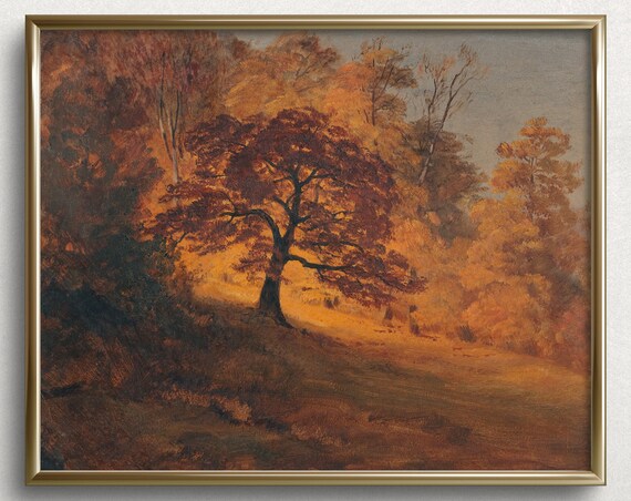 Autumn Tree Painting Autumn Wall Art Moody Autumn Painting Moody Art Fall Art Prints Autumn Painting Fall Painting L104