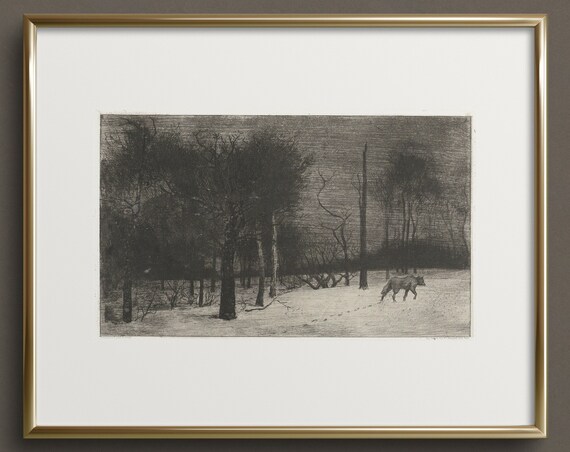 Lone Wolf Dark Forest Art Print, Dark Academia