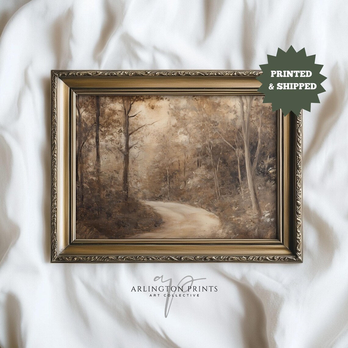 Rustic Autumn Forest Road, Vintage Landscape Poster